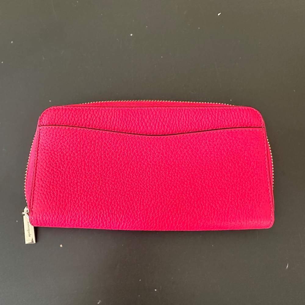 Hot pink, coral Kate Spade zippered wallet, small clutch, NWoT - Picture 2 of 3